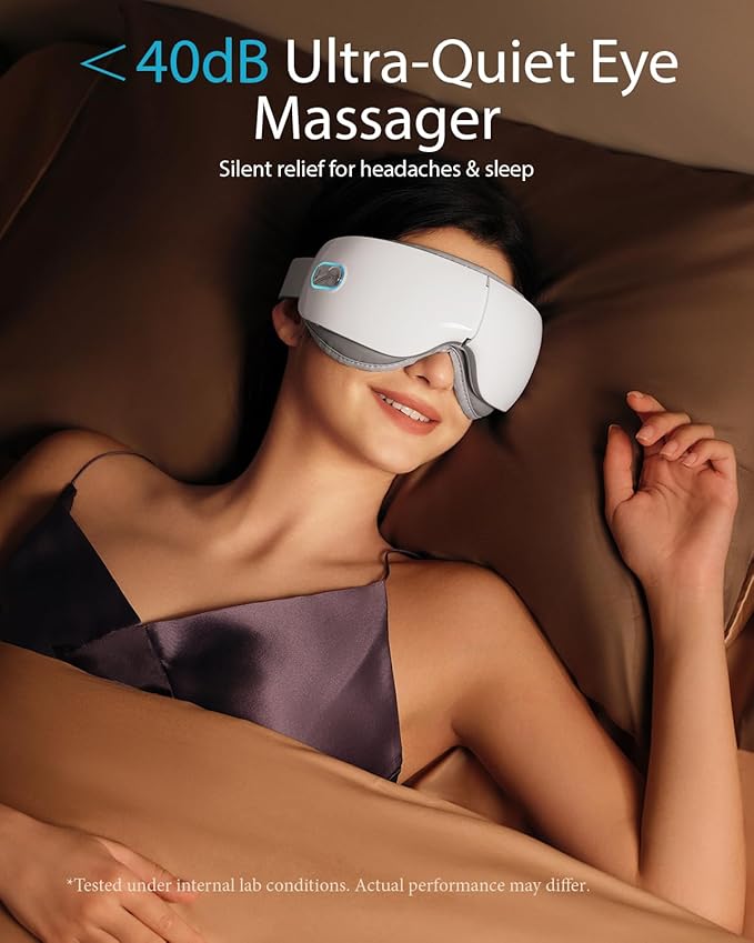 SKG Eye Massager with Heat Valentine's Day Gifts for Her Him Bluetooth Music &amp Foldable Sleep Mask for Dry Eyes &amp Relaxation Eye Mask for Migraine Ideal for Travel Work