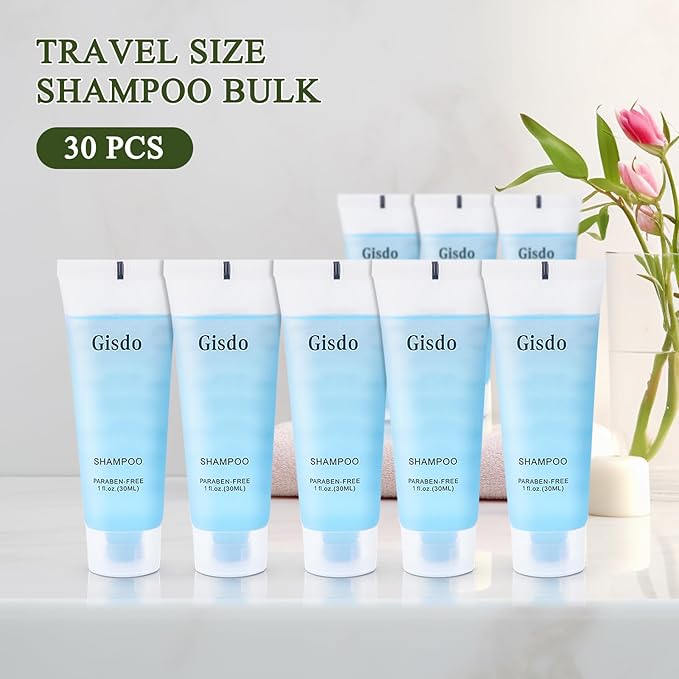 30 Travel Size Body Wash Bulk bundle with 30 Travel Size Shampoo Bulk 30mL 1 oz Hotel Shampoo Supplies for Guests AirBnB Essentials Travel Size Toiletries Bulk