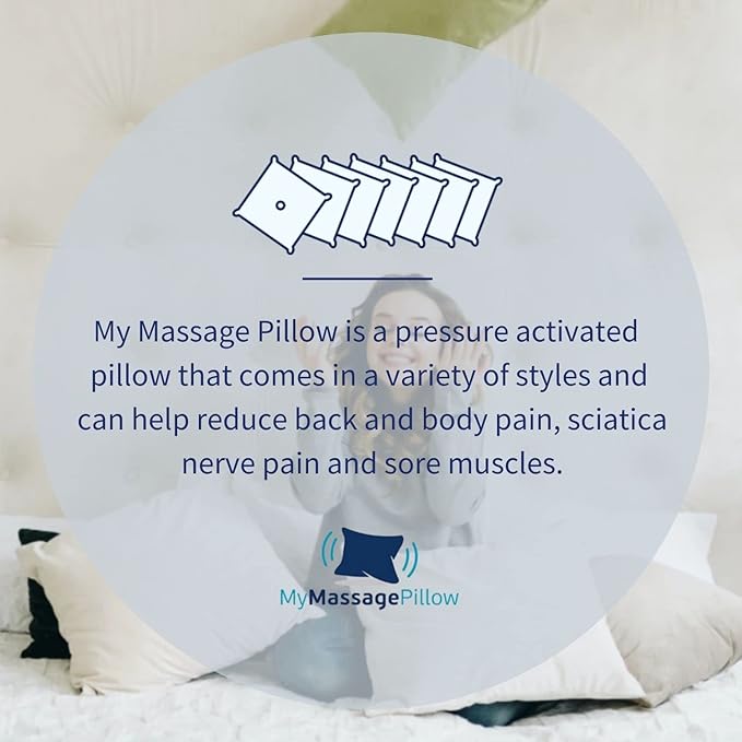 Mymassagepillow- Pressure Activated Massage Pillow for Back Neck Feet &amp More - Stylish &amp Durable Neck and Back Massager &amp Sciatica Pillow - 13in x 13in - Machine Washable Cover (Bird On
