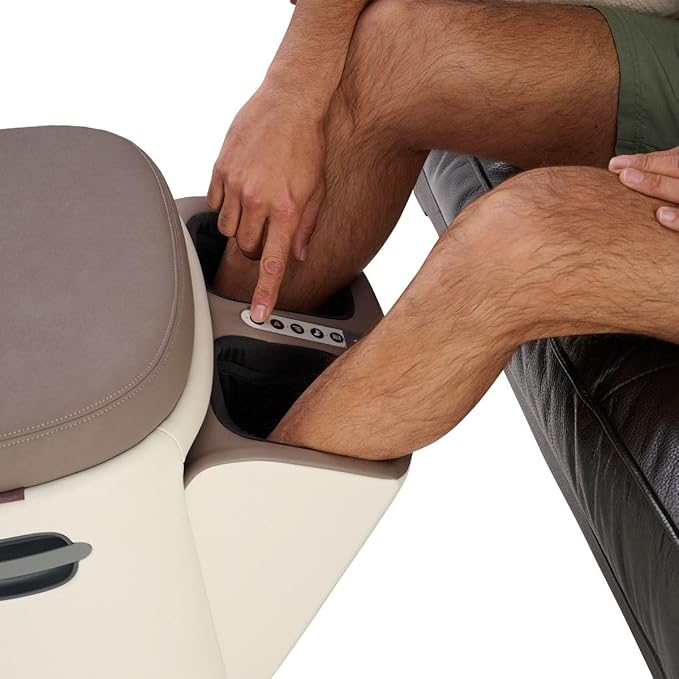 Human Touch Reveal Foot &amp Calf Massager Ottoman - Heated Air Compression 3 Auto-Massage Programs &amp Adjustable Intensity for Stress Relief Plantar Fasciitis &amp Circulation - Includes 1-Ye