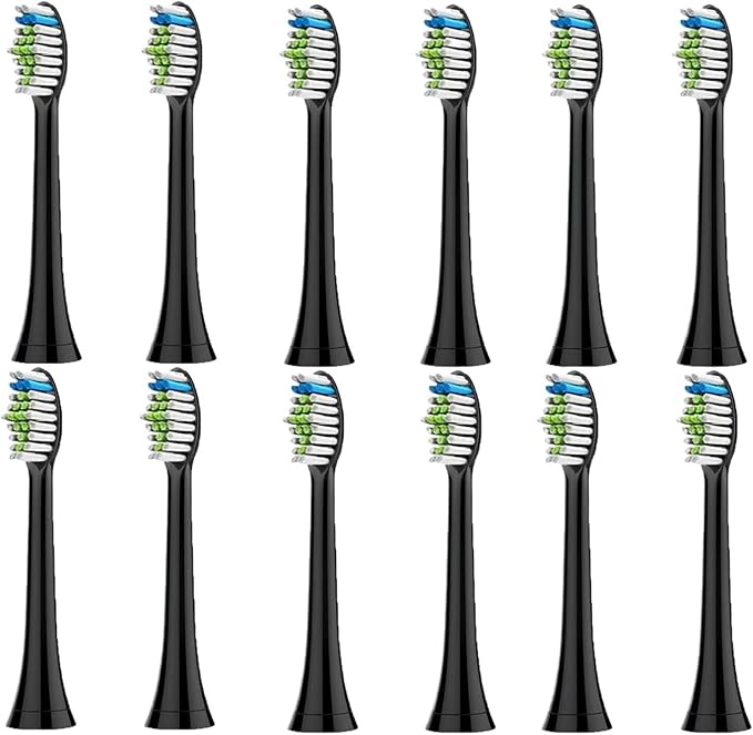 4pcs Replacement Brush Head Compatible with PH Care Diamondclean Electric Toothbrush(12pcs Black)