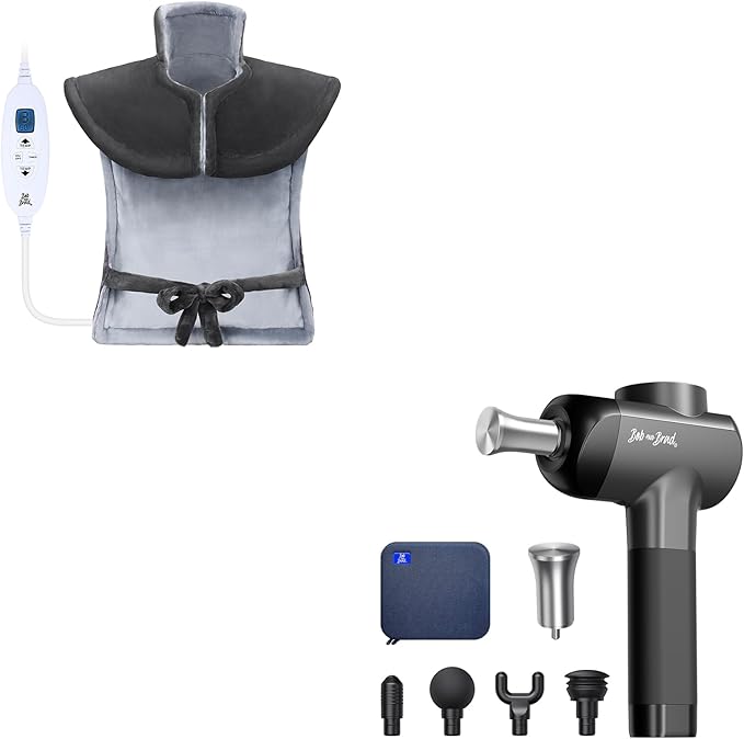 BOB AND BRAD X6 Pro Massage Gun and Electric Heating Pad for Back Neck and Shoulders