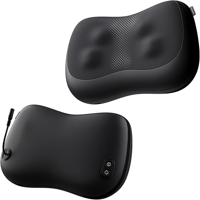 Philips Shiatsu Back Massager with Heat Deep Tissue Massage Pillow for NeckShoulderFoot &amp Lower Back Pain ReliefElectric Kneading Massager for Home Office Car-Gifts for Mom Dad Men Women
