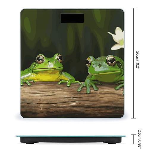 Two Green Frogs Scale for Body Weight Anti-Slip Digital Bathroom Scale Sturdy Toughened Glass Weighing Scales High Precision Safe Rounded Corners Smart Scales
