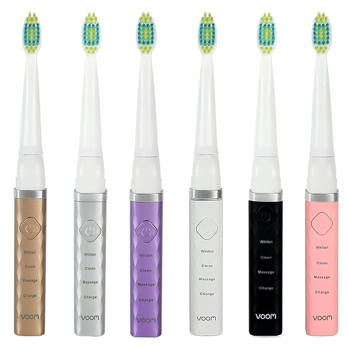 Voom Sonic Pro 3 Rechargeable Electric Toothbrush with Soft Dupont Nylon Bristles Dentist Recommended Portable Oral Care 2-Minute Timer 3 Adjustable Speeds Light Weight Design - Gold