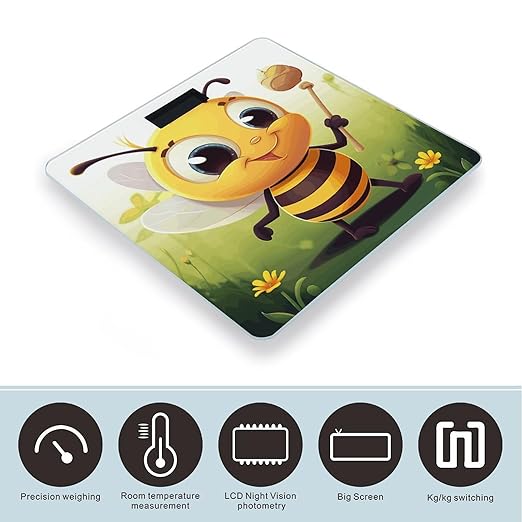 Honey Beem Scale for Body Weight High Precision Digital Weight Scales with LCD Display Anti-Slip Sturdy Slim Tempered Glass Bathroom Scale for Home Use