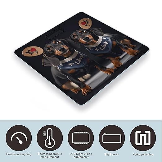 I Love My Dog Dachshunds Scale for Body Weight Accurate Digital Bathroom Scale Toughened Glass High Precision Scales Smart Weight Scales with Large LCD Backlight Display Weighing Machine