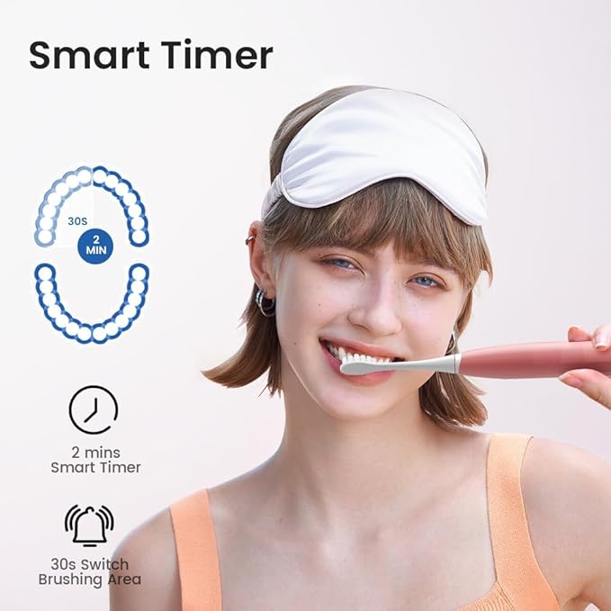 Oclean Electric Toothbrush for Adults 150 Days Battery Life Electric Toothbrush USB Rechargeable Sonic Travel Toothbrush with 6 Brush Heads &amp Travel Case 5 Modes and Smart Timer