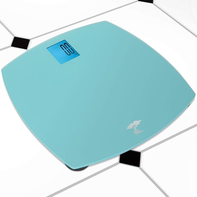 ToiletTree Products 400 lb Capacity Precision Digital Glass Bathroom Scale Blue