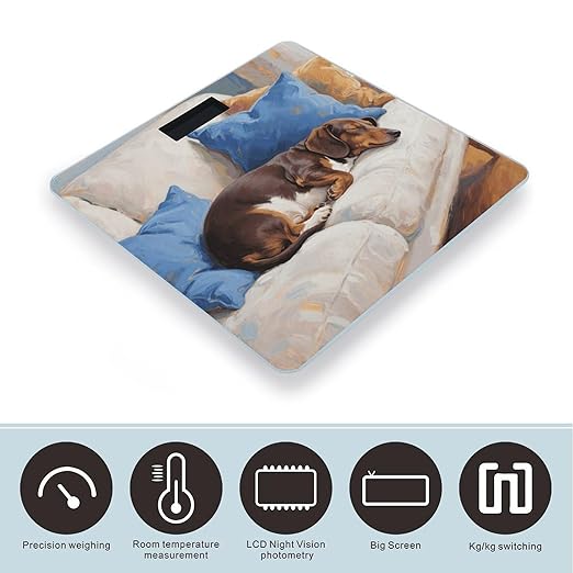 Dachshund Weight Scale Large Digital Bathroom Scales with Bright LED Display Non Slip Digital Scale and Step On Fashion Weighing Machine for Body