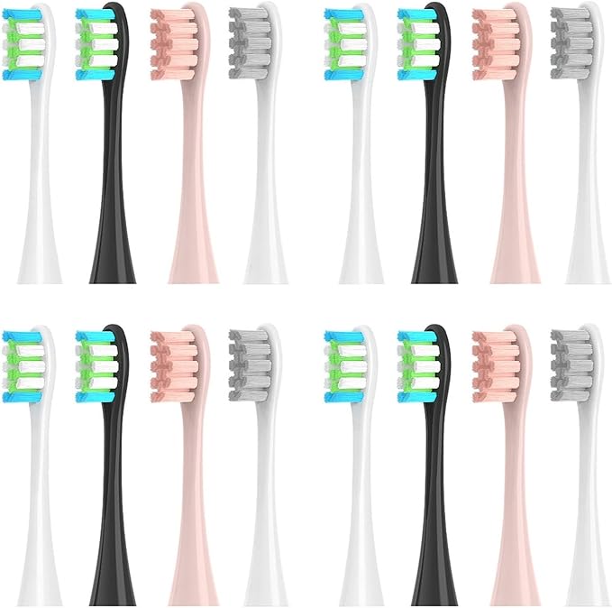16pcs Replacement Brush HeadsCompatible for Oclean Sonic X/Pro/ Z1/ SE F1 One PW01/03/05/07/09 P5 Electric Toothbrush(16 (4 Colors))