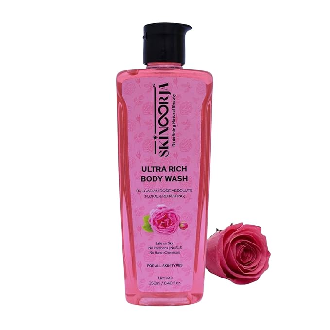 BEMT Ultra-Rich Body Wash – Bulgarian Rose | Refreshing Floral Scent | Gentle Hydrating Cleanser with Rose Water Aloe Vera Honey &amp Vitamin E | No SLS Parabens or Silicones – 250 ml