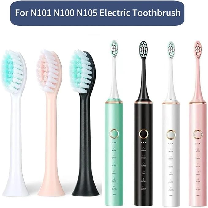 Replacement Toothbrush HeadsCompatible for N101 N100 N105 Soft Bristles Nozzles16Pcs(16pcs Black)