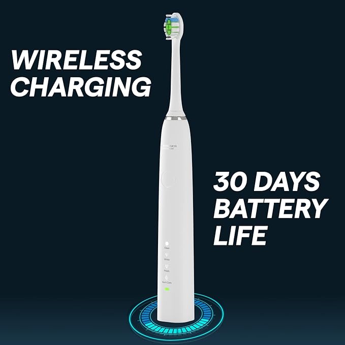 Electric Toothbrush Sonic Toothbrush with Travel Case and 4 Brush Heads and Wireless Charging