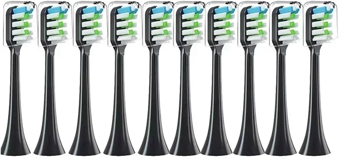 10PCS Replacement Brush Heads Compatible for X3/X3U/X5 Toothbrush Soft Suitable Vacuum Bristle Nozzles(10pcs Black)