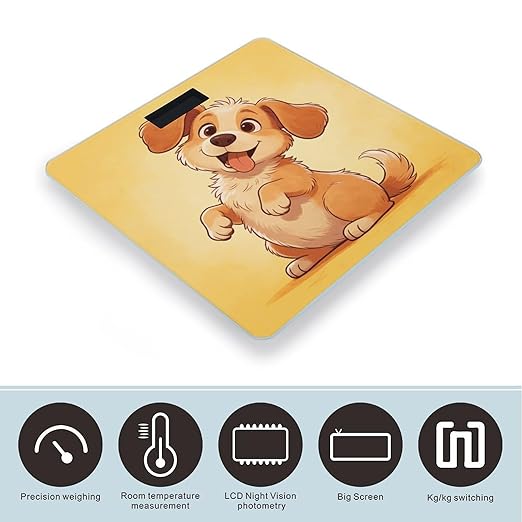 Funny Little Dog Weight ScaleClear LED Display Bathroom Digital Weighing ScaleTempered Glass Digital Bathroom Scale for Body Weight Capacity Up to 400 Lbs