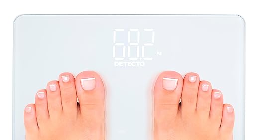 DETECTO Digital Bathroom Scale Hidden Display When Off Highly Accurate Wide Platform Easy-to-Read Display 450 lb High Capacity Includes Batteries