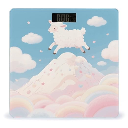Cloud_Sheep Scale for Body Weight Sturdy Tempered Glass Weighing Scales with LCD Display Accurate Digital Bathroom Scale Convenient Body Fat Smart Scales Easy Read
