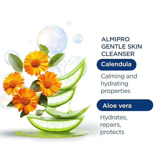 almipro Syndet Skin Cleanser | Soap-free Moisturizing Body Wash with Aloe Vera &amp Oatmeal for Dry delicate sensitive Skin | Dermatologist Recommended | Bottle 16.9 fl. oz.