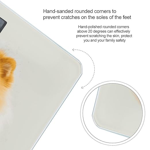 Yellow Pomeranian Scale with LCD Precision Weighing Scales Sturdy Tempered Glass Weight Scales Easy-to-Read Anti-Slip Weight Digital Bathroom Scale for Daily