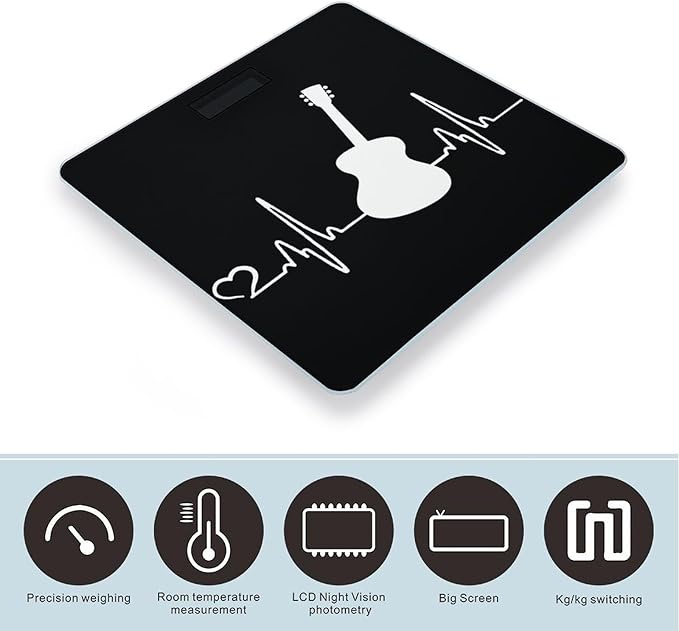 Guitar Player Heartbeat Digital Scale for Body Weight Smart Weight Scale Bathroom Body Scale for Home Bedroom