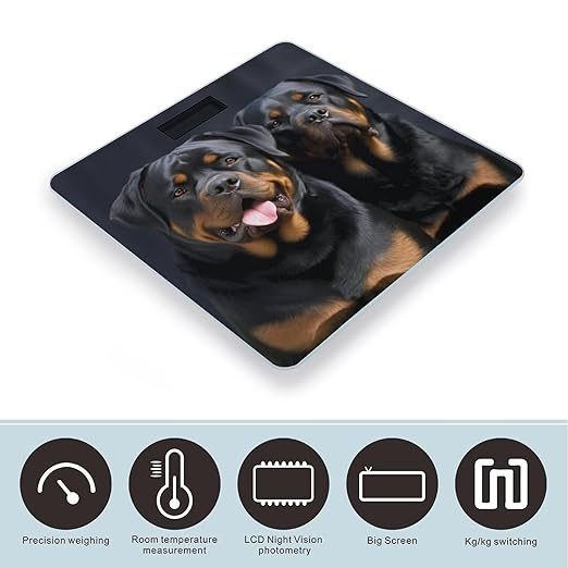 Digital Bathroom Scale for Body Weight Scale with Bright LCD Display High Accuracy Step-On Technology Auto On/Off Rottweiler Wallpaper Digital Scales 400 Lbs /180kg