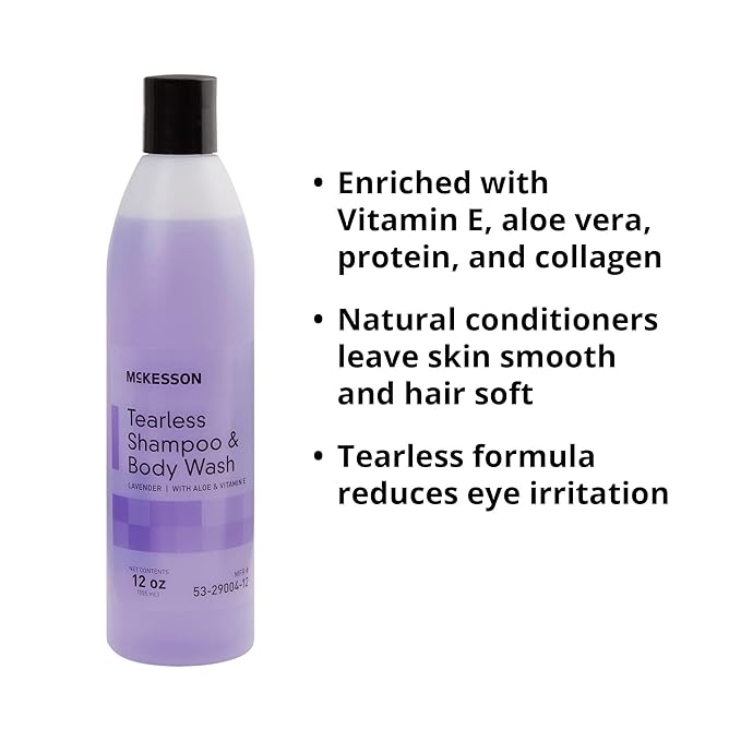McKesson Tearless Shampoo and Body Wash with Aloe and Vitamin E Lavender Scent 12 oz 24 Count