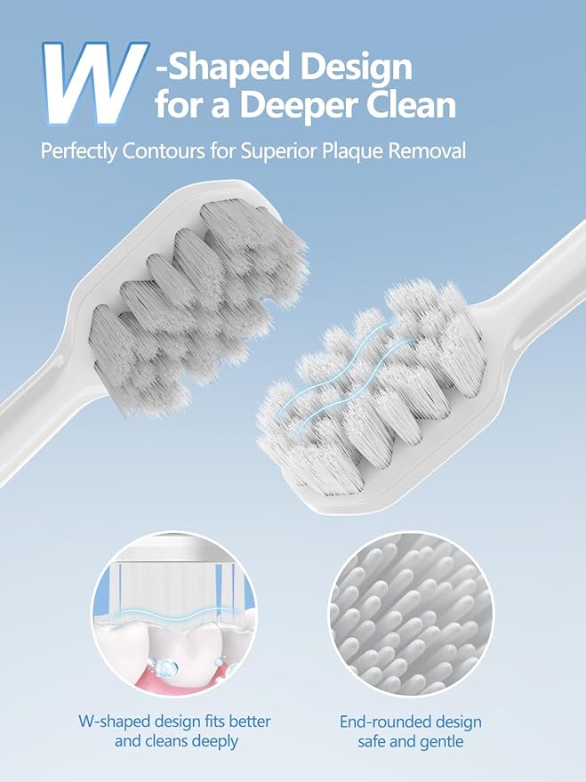 7MAGIC White Sonic Electric Toothbrush Bundle with Genuine Brush Heads for Deep Cleaning 2-Pack