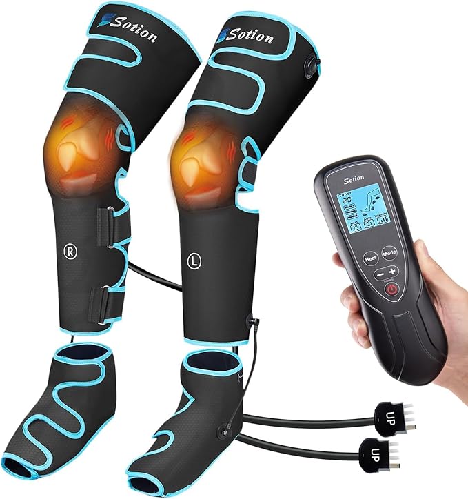 Leg Massager with Air Compression &amp Heat Calf &amp Foot Massager for Circulation and Pain Compression Boots with Video Wearing Guide Update Controller with 6 Modes &amp 3 Heating Levels Gift