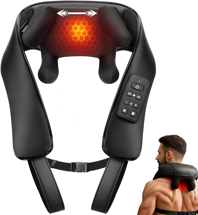 Shiatsu Neck Massager with Heat for Pain Relief Deep Tissue Upgraded Adjustable Width 4D Kneading Shoulder Massage Electric Back Massage Pillow Gifts for Women Men Mom Dad Mothers Day