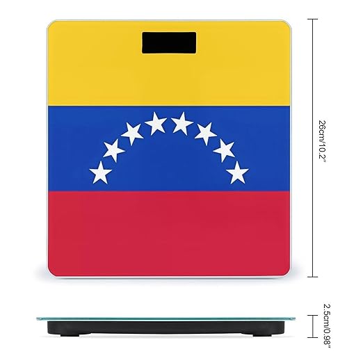 Flag of Venezuela Scale for Body Weight High Precision Digital Weight Scales with LCD Display Anti-Slip Sturdy Slim Tempered Glass Bathroom Scale for Home Use