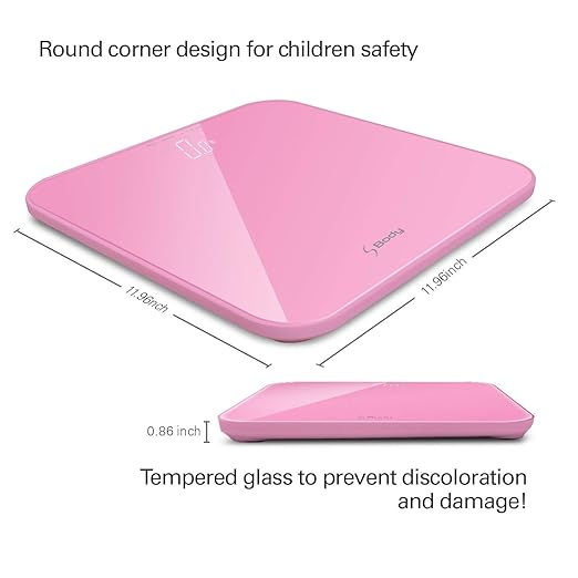 VisionTechShop S Body High Precision Ultra Wide Digital Body Weight Bathroom Scale up to 396lb/180kg Super-Clear Large LED DisplayStep-On Technology Pink