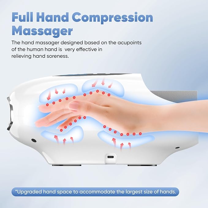 belhope Hand Massager with 9 Modes and 4 Heating for Hot and Cold Therapy Wrist Massager for Arthritis and Carpal Tunnel Relief Hand Massager with Heat and Compression Gifts for Mother White