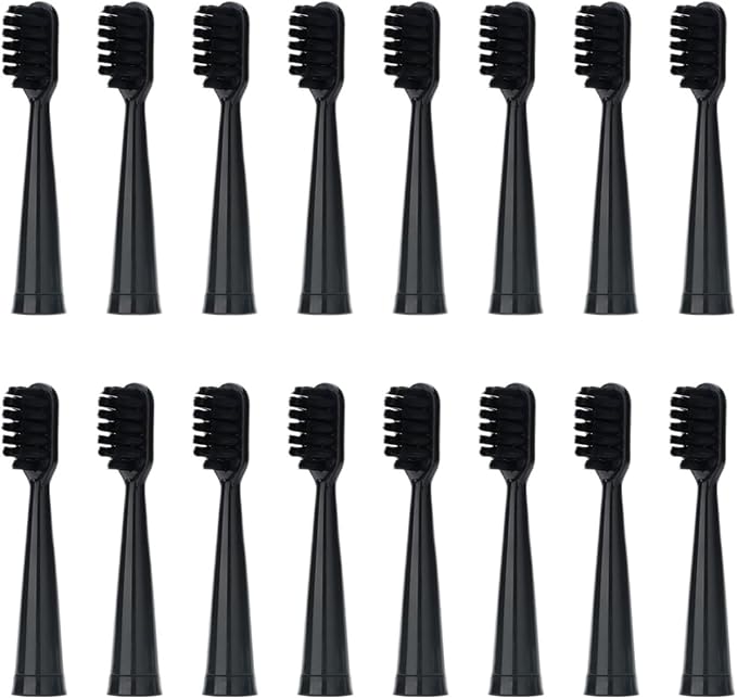 16pcs Replacement Toothbrush Heads Compatible for Jianpai JD005 RH2305/X.Q.M. B-1/Royalstar101 Soft Bristles Nozzles(16pcs Black)