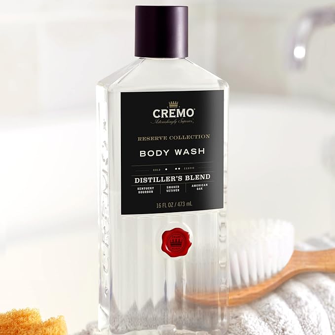 Cremo Rich-Lathering Distiller’s Blend (Reserve Collection) Body Wash An Elevated Blend with Notes of Kentucky Bourbon Smoked Vetiver and American Oak 16 Fl Oz (Pack of 2)