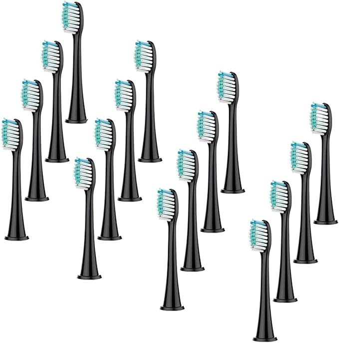 Electric Toothbrush Head Replaceable Sonic Compatible for Brush(Black 16pc)