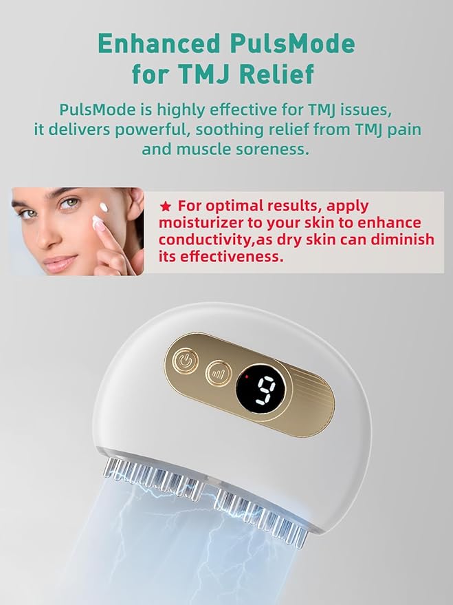 TMJ Relief Products Jaw TMJ Relief Massager Vibration and Heating Ergonomic Multi-Needle Design TMJ Massage Tool Effective Jaw &amp Neck Pain Grinding and Clenching Teeth Relief White