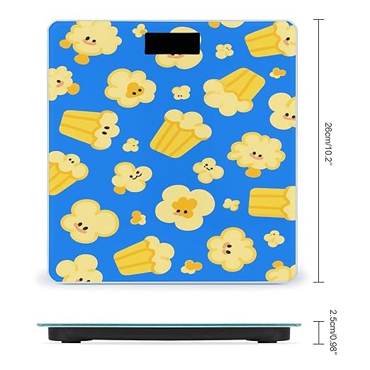 Popcorn Pattern Weight Scale Large Digital Bathroom Scales with Bright LED Display Non Slip Digital Scale and Step On Fashion Weighing Machine for Body