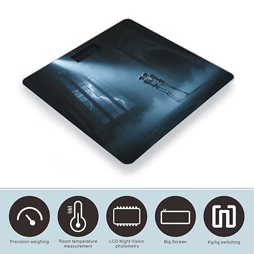 Digital Bathroom Scale for Body Weight Scale with Bright LCD Display High Accuracy Step-On Technology Auto On/Off The Lovers Skull Digital Scales 400 Lbs /180kg