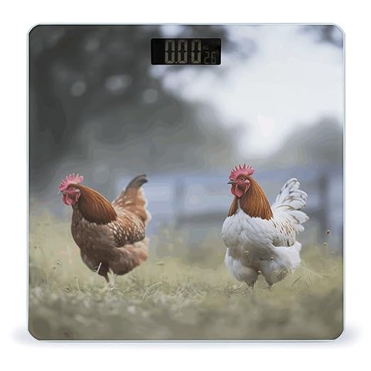 Chicken on The Grass Scale for Body Weight Sturdy Tempered Glass Weighing Scales with LCD Display Accurate Digital Bathroom Scale Convenient Body Fat Smart Scales 400lb