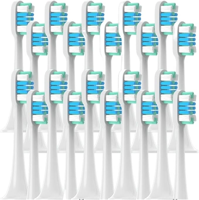 20/50 Pieces Replacement Brush Heads Compatible for Xiaomi T300/T500/T700 Clean Soft Bristle Electric Toothbrush Nozzle(20WhiteGreenBlue)