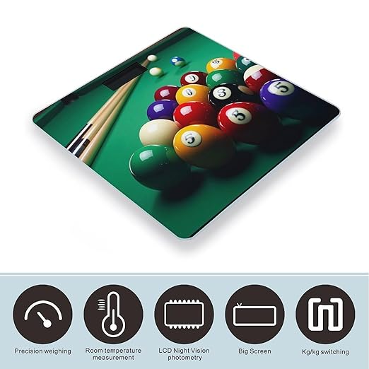 Billiards Bathroom Scale Automatic Power On/Off Body Scales LCD Backlight Display Square Digital Scale Rounded Corners Bathroom Scales for Home Bedrooms
