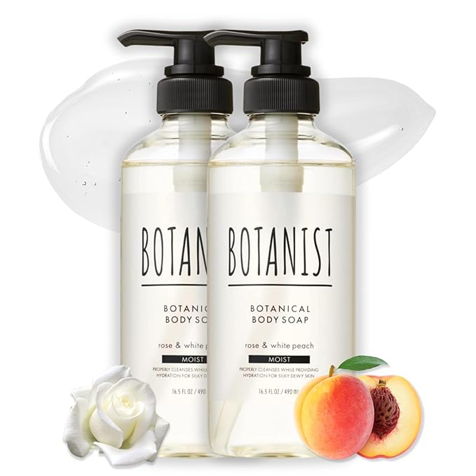 BOTANIST Natural Body Wash for Dry Skin Hydrating Body Wash for Women &amp Sensitive Skin Shower Gel with Shea Butter Sulfate Free Organic Body Wash Made in Japan 16.5Fl Oz ROSE &amp WHITE PEACH 2