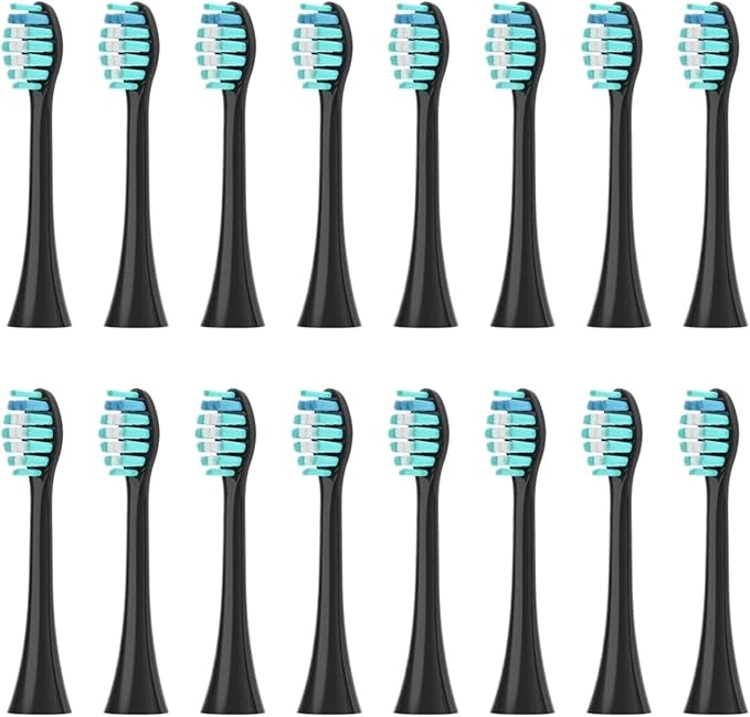 16pcs Electric Toothbrush HeadCompatible for 051B Cleaning Replacement Bristle Brush Heads Nozzles(16PCS Black)