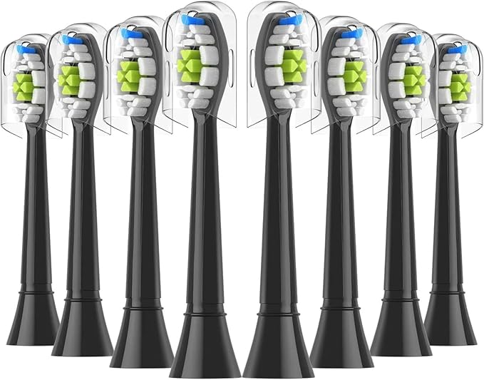8Pcs Replacement Toothbrush HeadsCompatible for Philips Electric(8pcs Black)