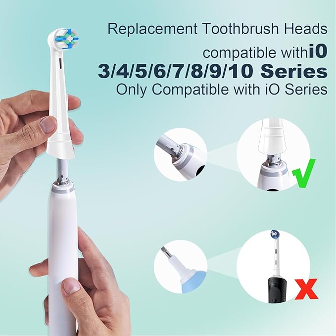 iO Replacement Heads Compatible with Oral B iO Electric ToothbrushCompatible with Oral B iO Series 2/3/4/5/6/7/8/9/10Premium Bristles for Deep Cleaning&ampGentle CareWhite