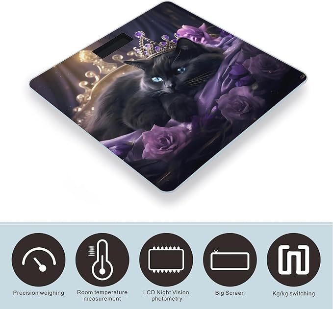 Purple Rose and Cat Electronic Scale for Body Weight Digital LCD Bathroom Scale Weighing Scale style
