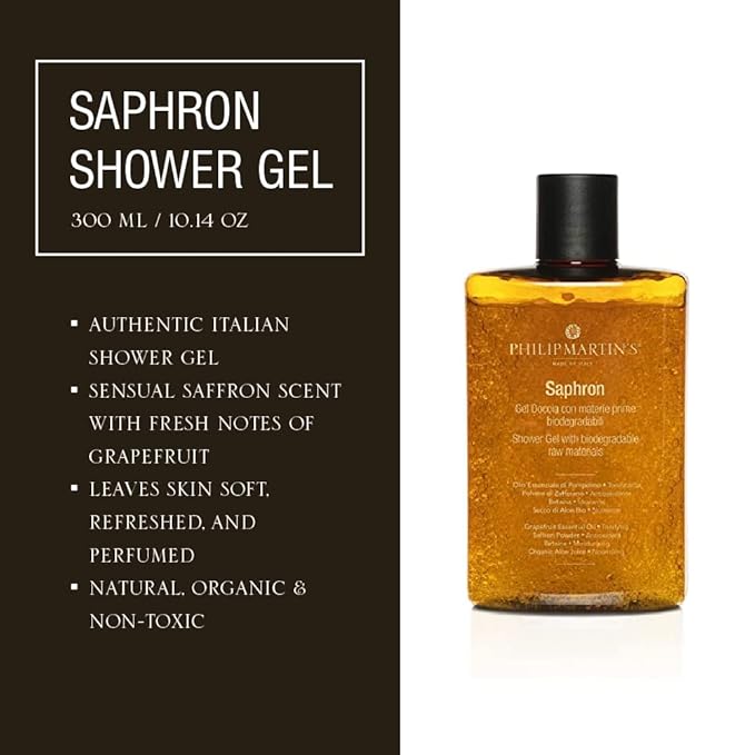 Philip Martin's Saphron Shower Gel - Hydrating Body Wash With Biodegradable Raw Materials (10.14 oz)