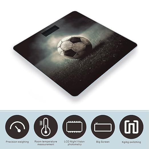 Sport Soccer Bathroom Scale Rounded Smart Scale for Body Weight Automatic Power On/Off Weight Scales Accurate Bathroom Digital Scales for Pet Home Bedroom Kitchen