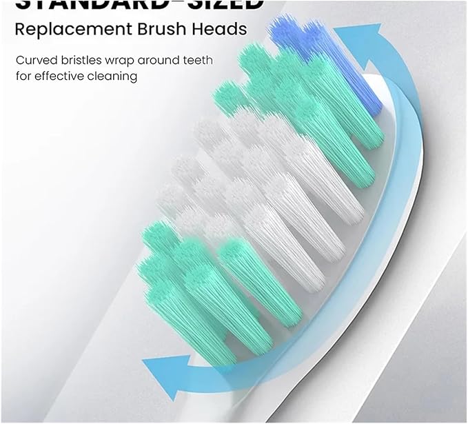 10 Pieces Large Brush Head Crescent-Shaped Bristles Compatible for Aquasonic Series Electric Toothbrush Soft Bristle Deep(Black)